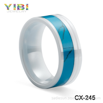 newest wholesale fashion ceramic ring with turquoise inlaid